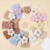 European & American Baby Flower Headband - Solid Color, Cotton-Filled, Fontanel Protection, Wide Band for Infants.