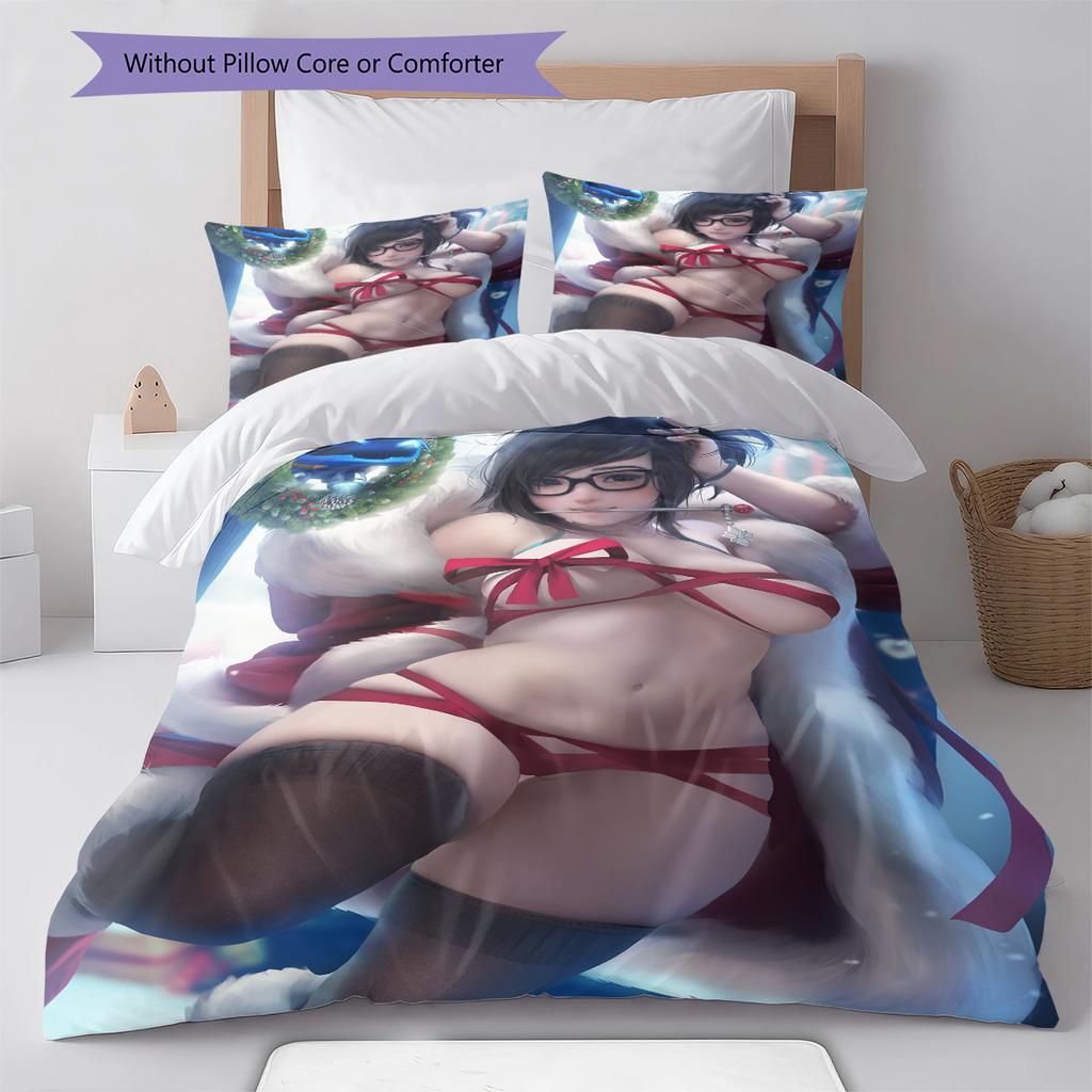 Set Copripiumino Trapuntato con Motivo Anime Federe Decorazione Casa Regalo di Compleanno (1 * copripiumino + 2 * federa, senza nucleo)