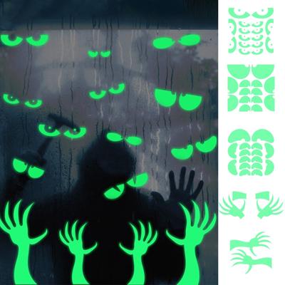 Halloween Decoration Night Light Stickers Horror Eyes Fluorescent -Emoji Stickers Scene Decoration Window Wall Stickers