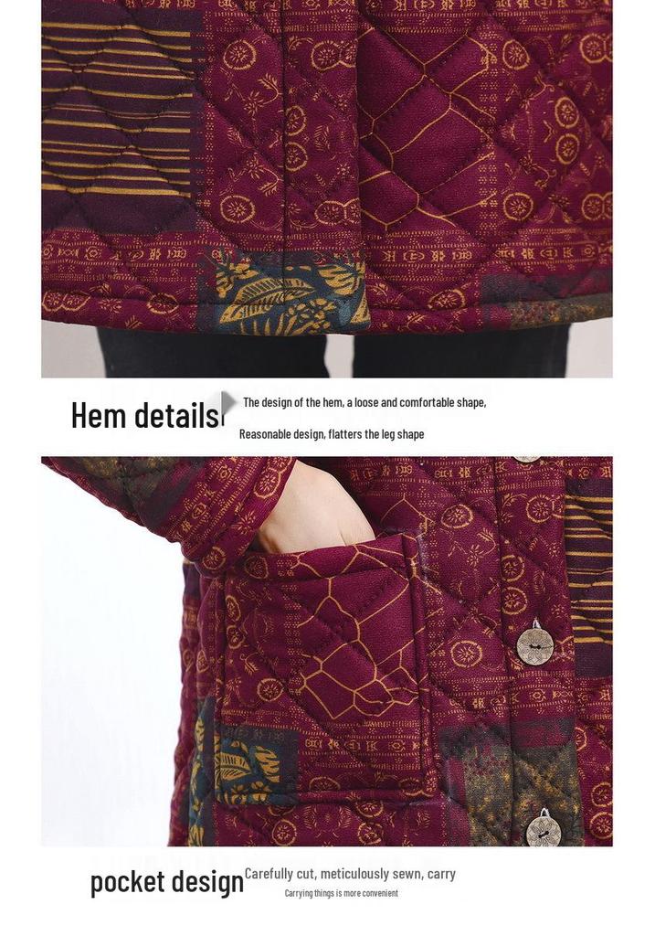 Mid-Aged & Elderly Women's Hooded Fleece-Lined Winter Coat, Warm Mid-Length Jacket, Fashionable New Style.