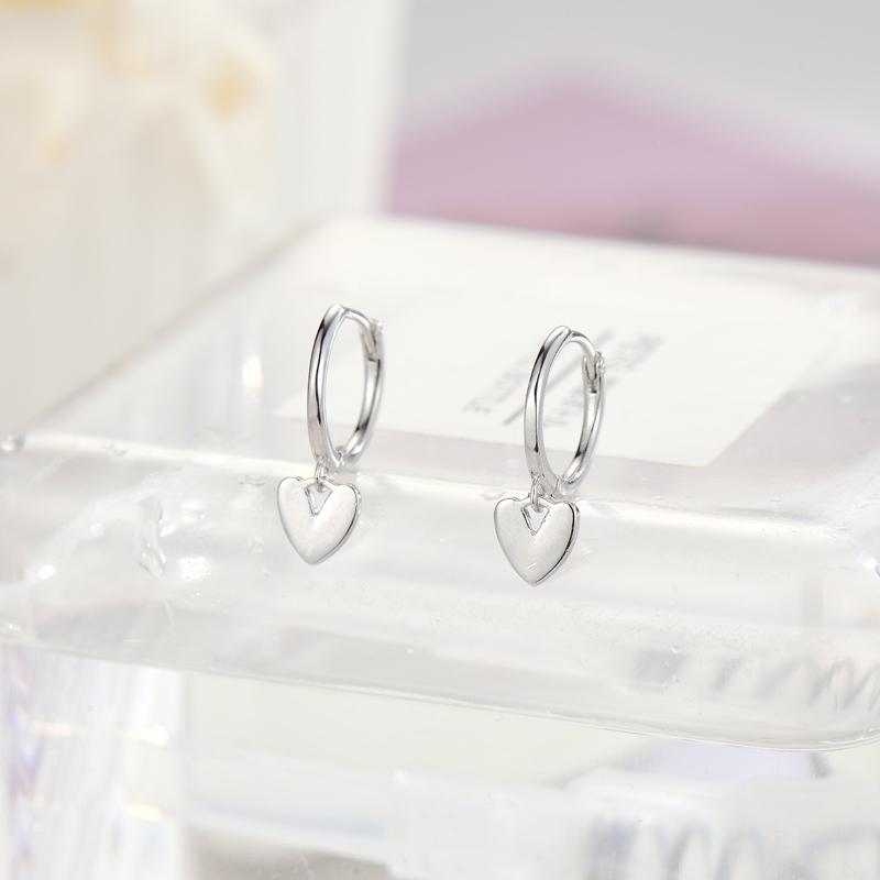 925 Silver Heart Hoop Dangle Hoop Earring for Women Fashion Jewelry серебряный