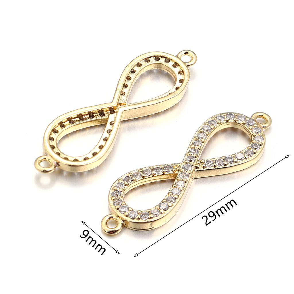 2pcs Brass Cubic Zirconia Infinity Charms 9x29mm Exquisite Cross Charm Connectors For DIY Jewelry Making Necklace Accessories