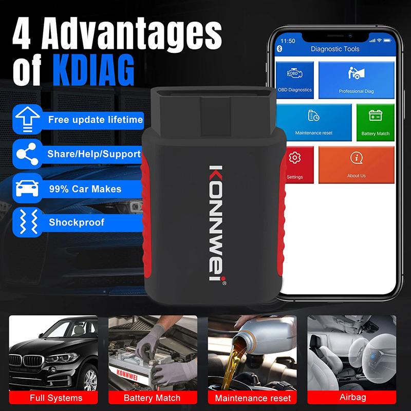 2026 KONNWEI KDIAG Scanner Auto Complet Système Réinitialisation SAS EPB Service Programmeur ECU Outil de Diagnostic Auto OBD OBD2 pk Thinkdiag MINI