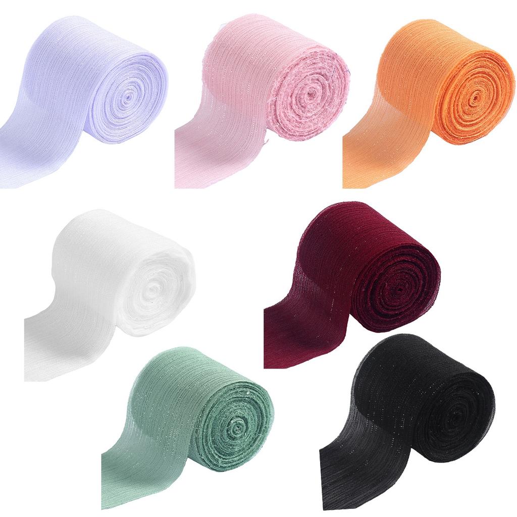 4CMx5M Handgefertigtes Satin-Chiffon-Seidenband mit ausgefransten Kanten zum Verpacken von Hochzeitseinladungen, für Sträuße, Dekorationen für Geburtstagsfeiern, Geschenke