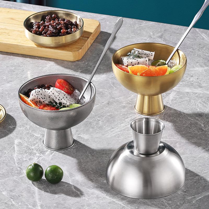 Salad Bowl Food Grade Ice Cream Dessert Cup Golden Silver Stylish Household Tableware for Outdoor Events