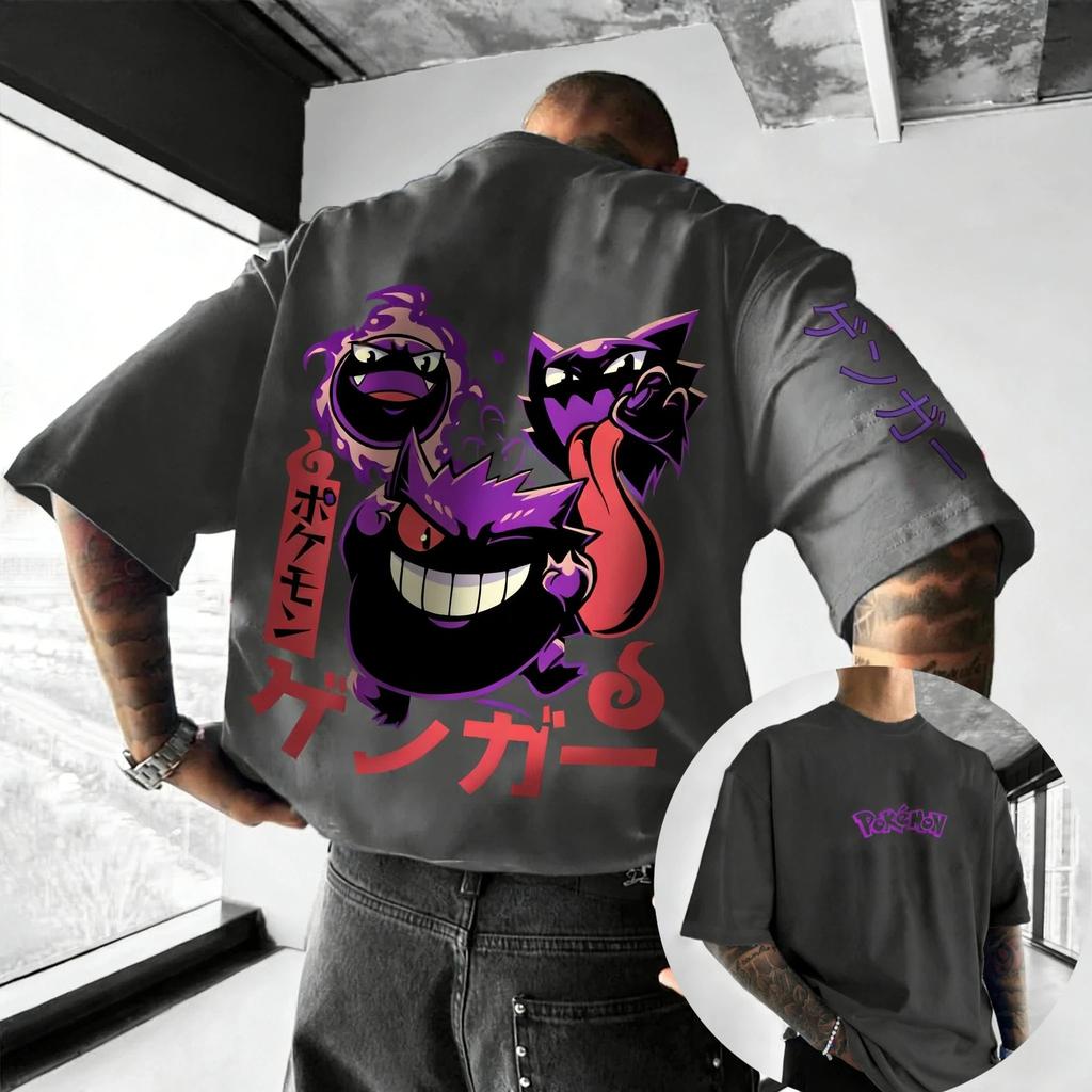 2026 Pokémon Anime Pikachu Gengar Peripherie Gedrucktes Kurzarm Herren Damen Locker Sportlich Bequem Baumwolle Paar T-Shirt