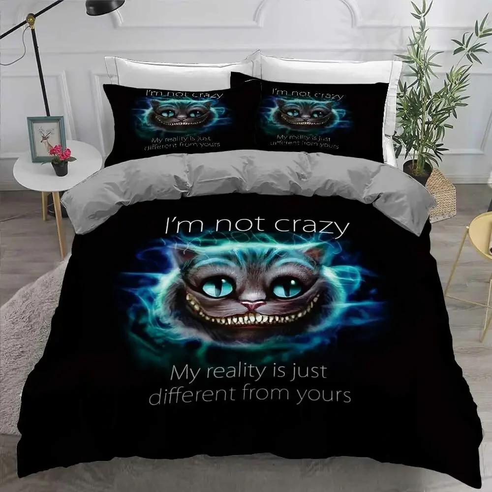 3D Printed Cheshire Cat Bedding Set Duvet Cover Bedroom Comforter Covers Single Twin King Size Quilt Cover Home Textile 2/3Pcs