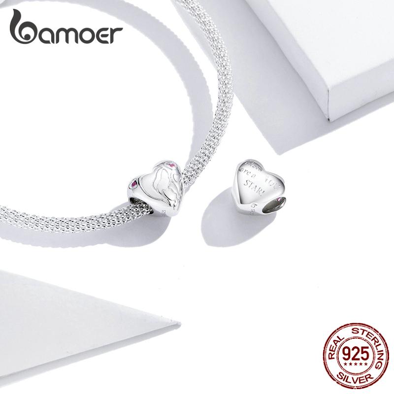 BAMOER Jewelry Original Design 925 Sterling Silver MOM LOVE Charm Beads For Bracelet Mother's Day