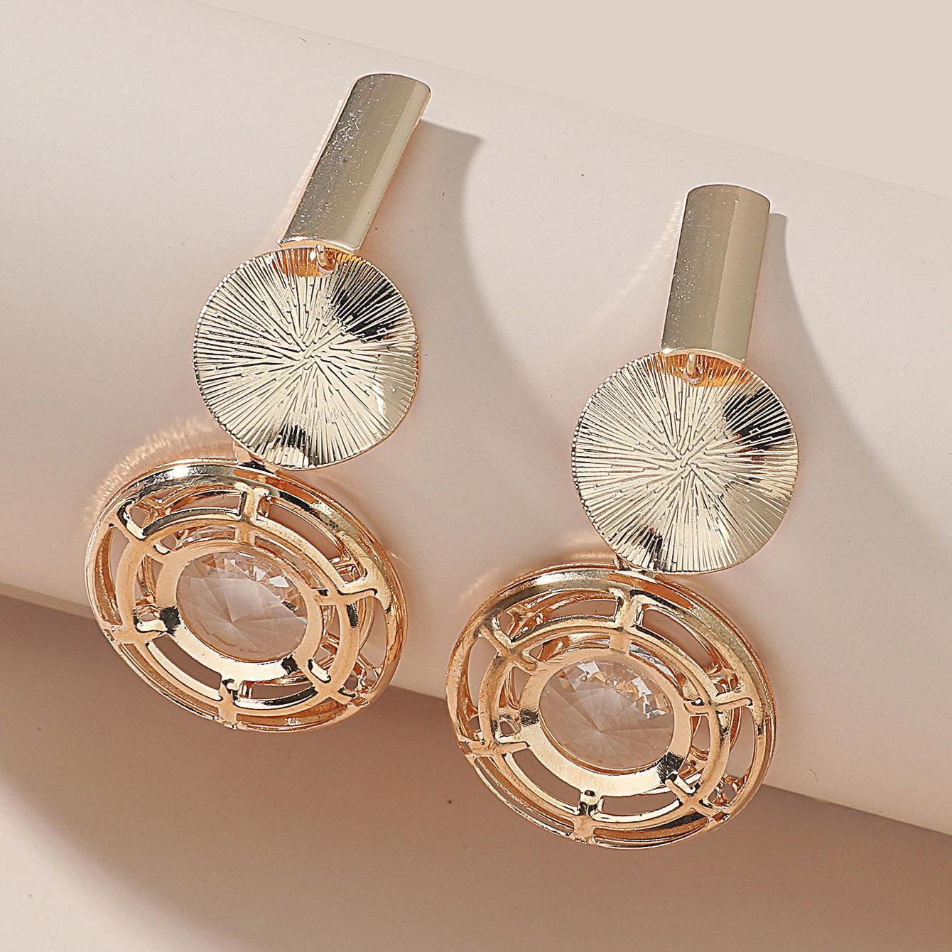 

Большие металлические серьги круглые винтажные серьги-капли с геометрическим рисунком золотой