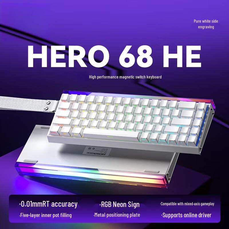 AULA HERO 68HE Kabelová herní klávesnice se 68 klávesami a magnetickými spínači - 1 kus