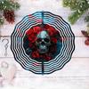 Kaijit - 1pc Mandala Inspired 2D Rose Skull Pattern Wind Spinning Wind Chime, Garden & Patio Decoration - Metal Hanging Ornament, No Battery Required