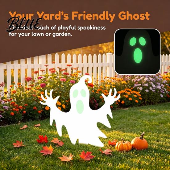 Spooky Garden Figures Halloween Ghost Stake Glow-in-The-Dark Yard Sign Pumpkin Luminous Lawn Ornaments Scarecrow Acrylic Decoration for Pathway