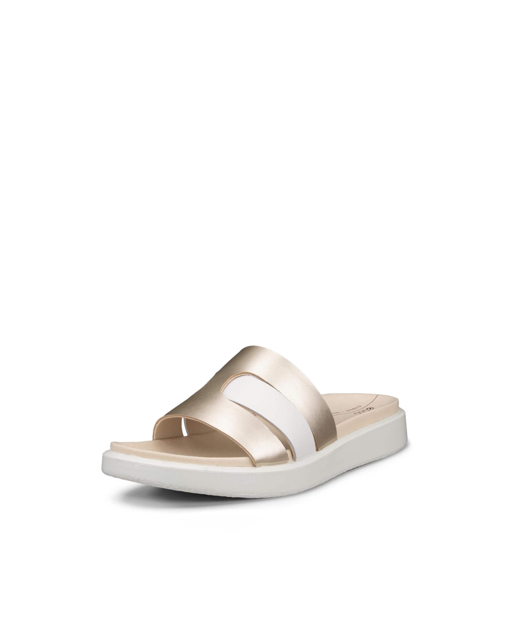 

ECCO Float Genuine Leather Women s Flat Sandals, 27374360958, White/Pure White Gold, Size 23.5 cm, 3E