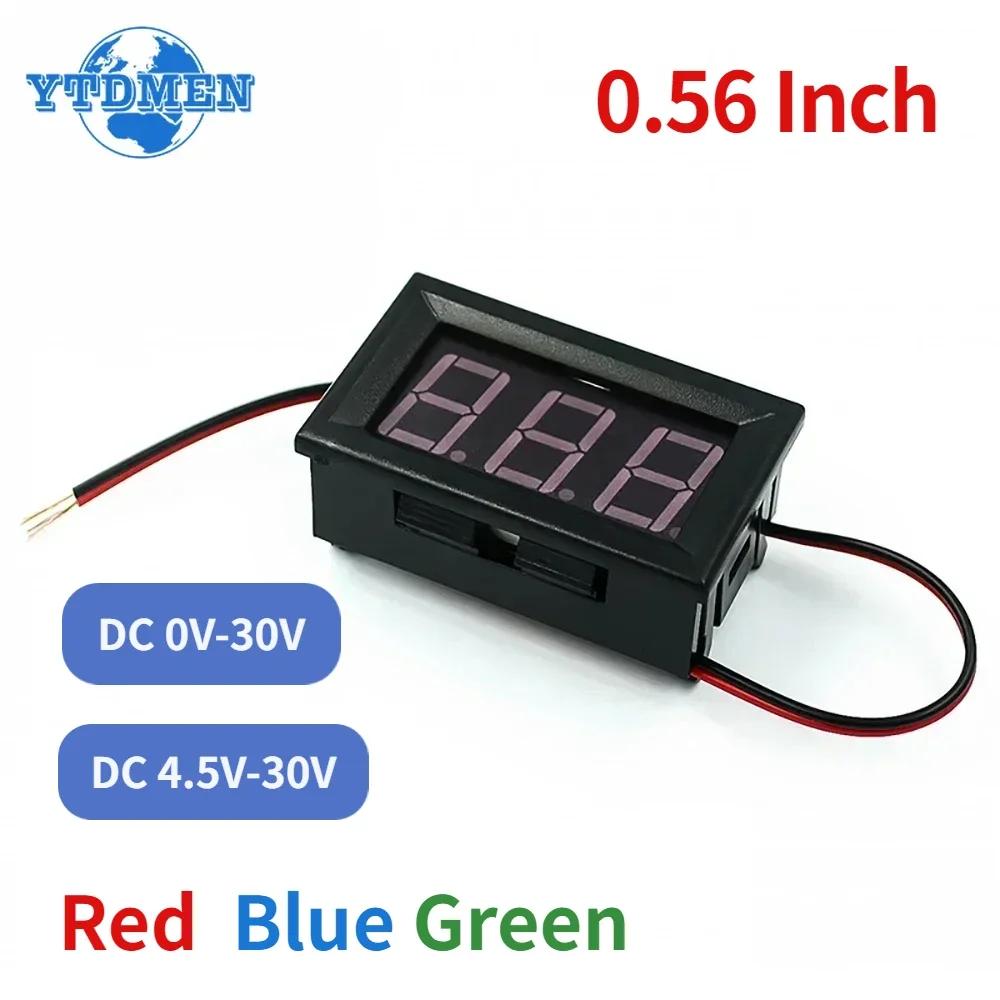 LED Digital Voltmeter 0.56 Inch Digital Voltmeter 0V-30V, 4.5V-30V LED Display Volt Voltage Meter Mini Tester Red/Blue/Green