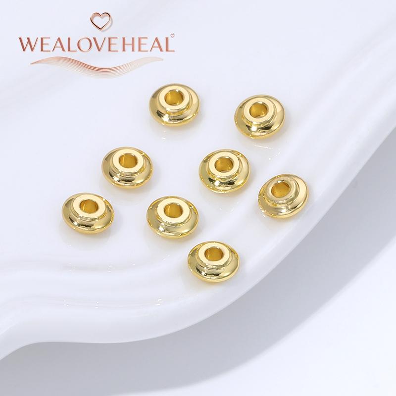 14K Gold Plated Brass Round Abacus Flat Spacer Beads ,Bead Separator For DIY Bracelet Necklace Jewelry Making Supplies Wholesale