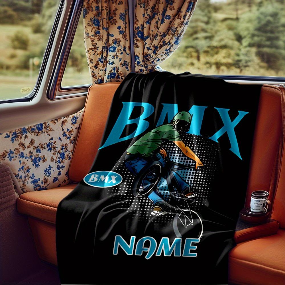 Bmx Rider Graphic Blanketcustomize Your Name Lightweight Comfortable And Stylish Blanket For Travel Bed Home Chair Office Sofa And Camping All Season