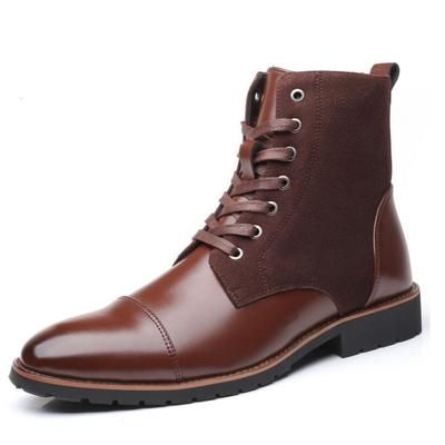 New Designer Fashion Casual Boots For Men Big Size Solid Color Lace Autumn Winter Ankle Boots Male Designer Leather Shoes Male