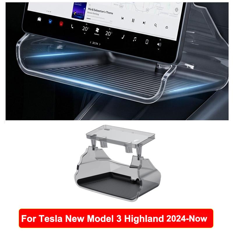 Für Tesla Neues Modell 3 Y YL Juniper Highland 2025 2026 Versteckte Aufbewahrungsbox-Schale unter dem Bildschirm Mittelkonsole ETC Kristall-Organizer