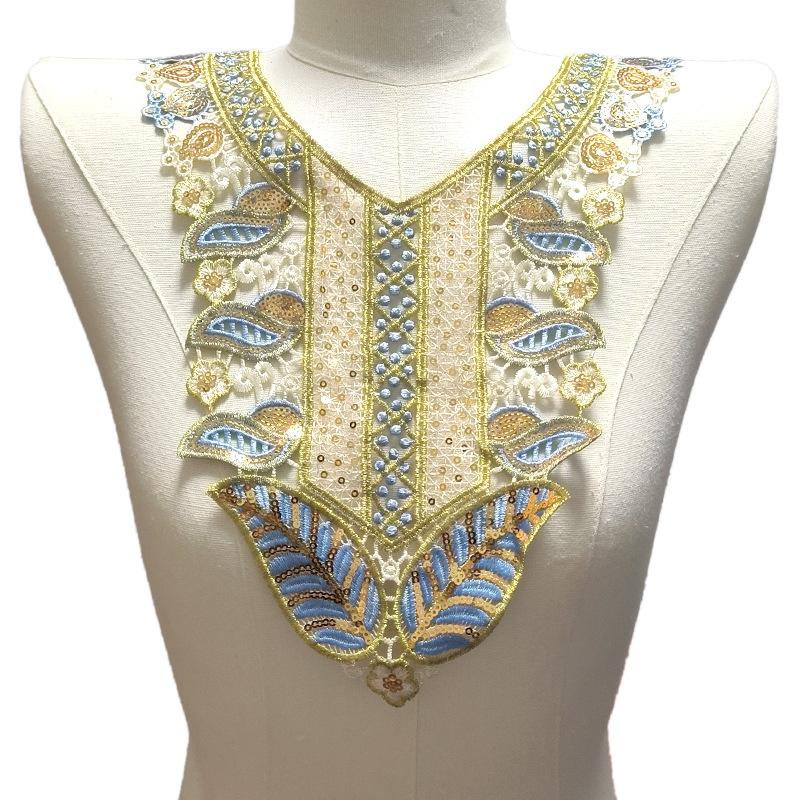 Color embroidered collar, beaded corsage, color embroidered fake collar, hollow collar, water-soluble lace cloth sticker.