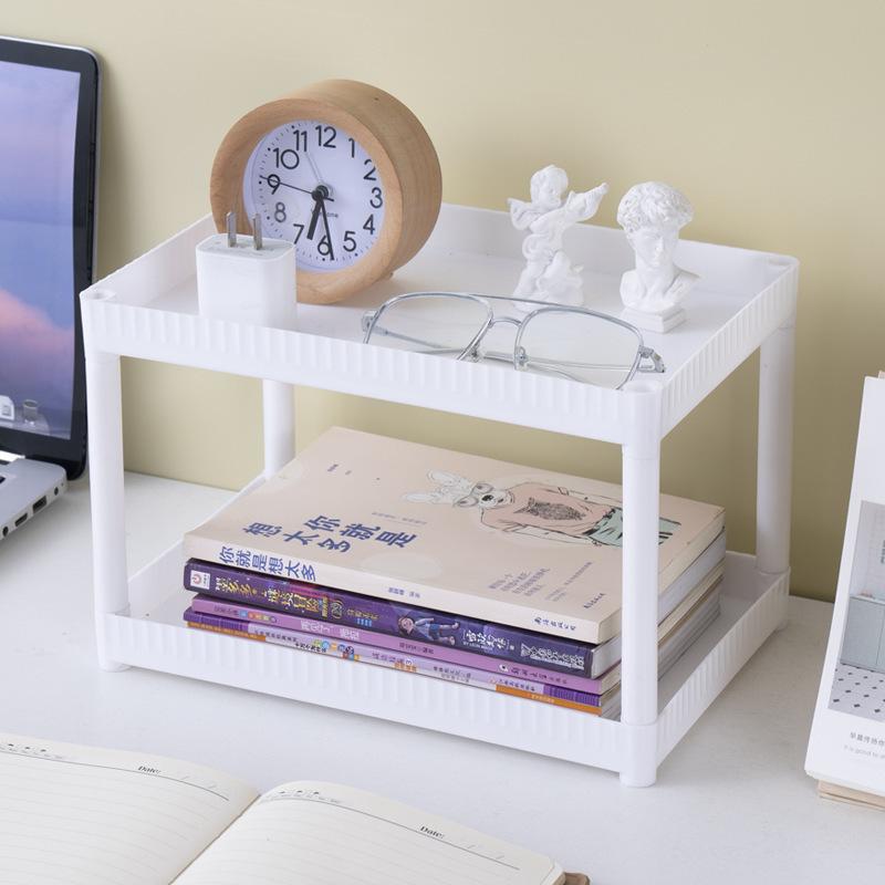 White Multilayer Desktop Storage Rack Kitchen Plastic Organizer Bathroom Countertop Cosmetic Storage Rack