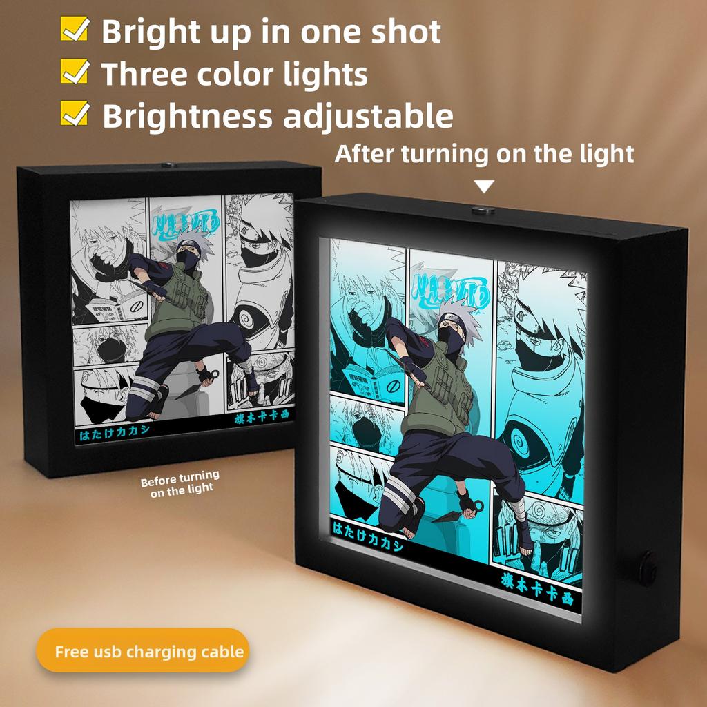 Anime Cartoon Photo Frame Anime Lamp LED Light Box Namikaze Minato Gaara Figure Room Decoration Three Color Lamp Anime Toy Gifts