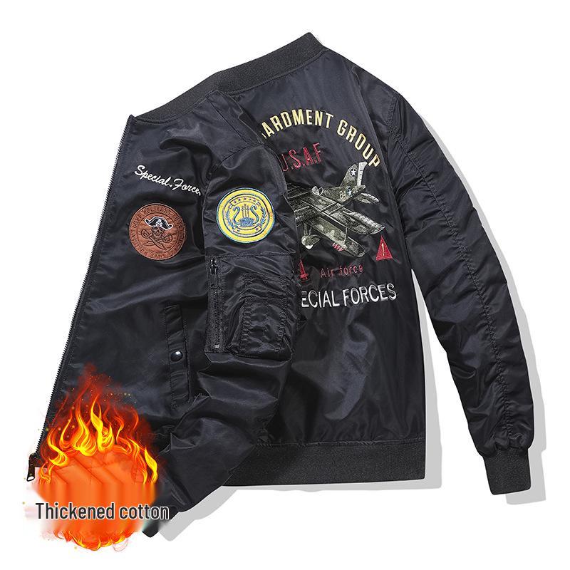 MA1 Air Force Bomber Jacket: Airplane & Tiger Embroidery, Plus Size, Workwear Outerwear
