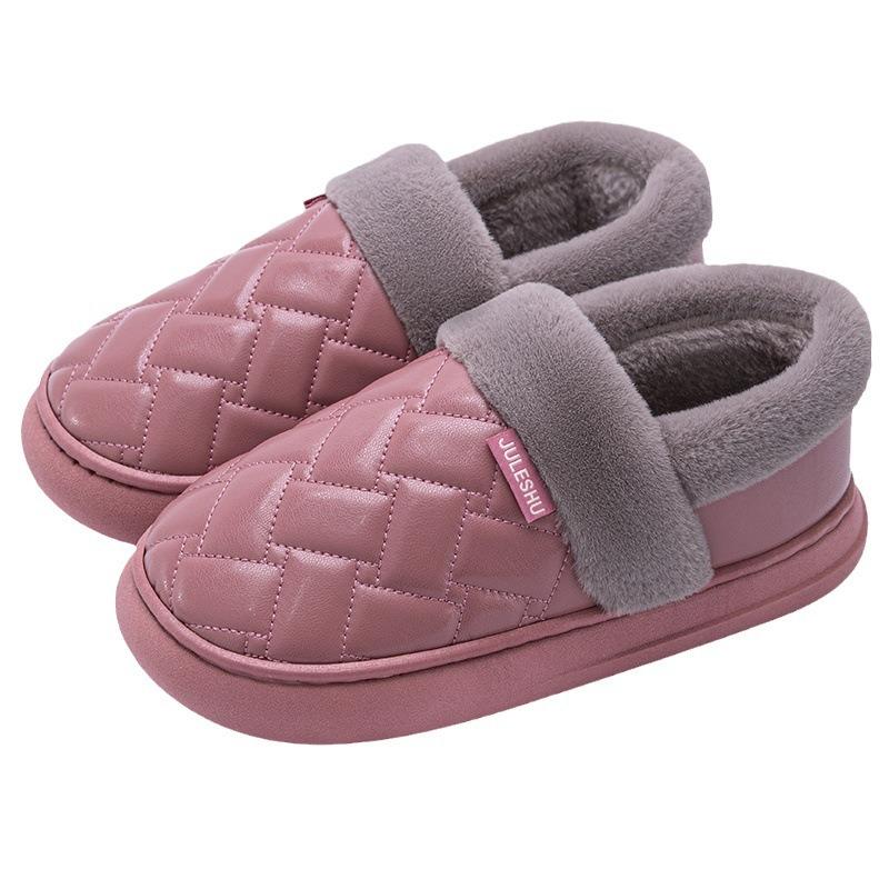 pu waterproof cotton shoes for women's new winter warm and non-slip cotton scoop for the elderly, one pedal for women's shoes, winter velvet for women