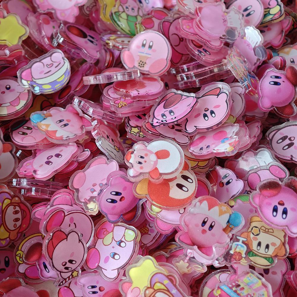 50 stuks/set Anime Kirby Hars DIY Accessoires Schattige Afbeelding Lamineren Acryl Kirby Roomlijm Telefoonhoes Koelkast Cadeau Patch pink