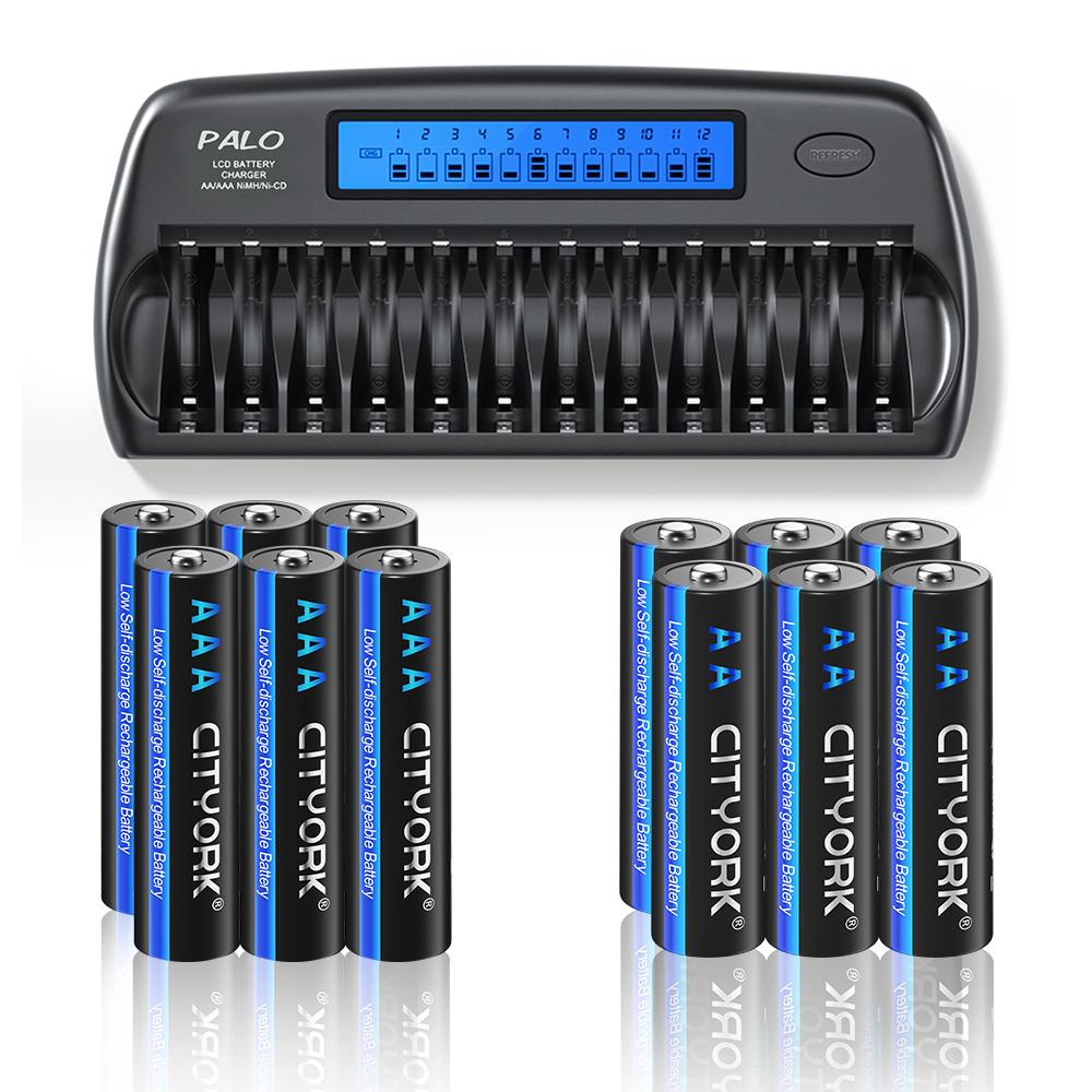 CITYORK 1.2V AA AAA NIMH Rechargeable Batteries 2A 3A With 12 Slots Fast Smart Intelligent charger for 1.2V AA AAA Battery