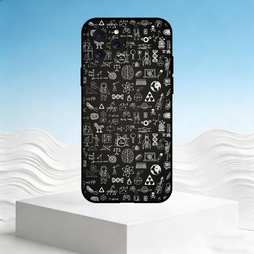 

C-Chalkboard Doodle Phone Case For iPhone 17,16,15,14,13,12,11 Plus,Pro Max,SE4Soft Silicone Black Cover iPhone13PRO
