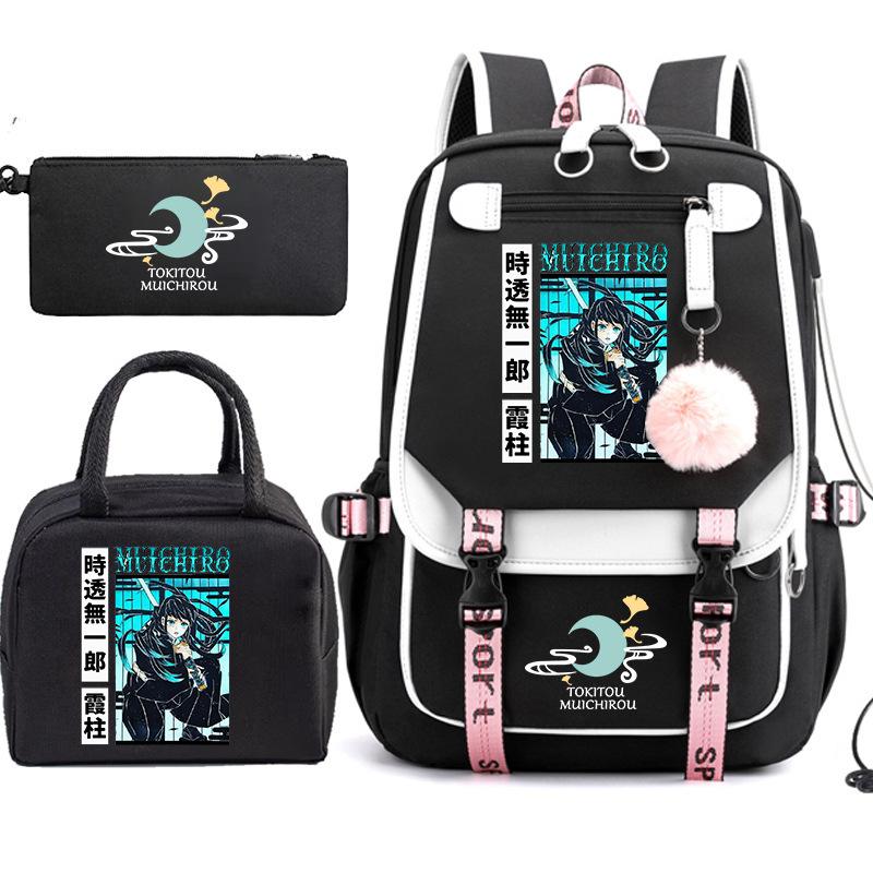 Riman Printed Pencil Bag, Lunch Bag, Schoolbag, Three-in-one, Elementary, Junior High and High School Students Travel Backpack