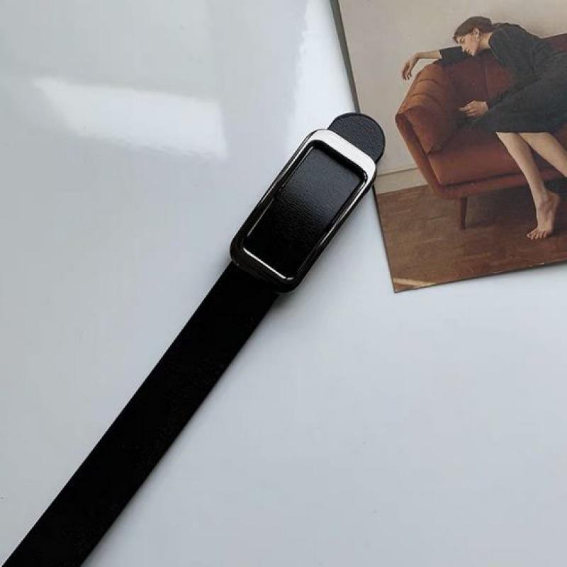 

Black Chic Womens Belt With Slim Design And Rectangle Buckle For Style Effortless чёрный