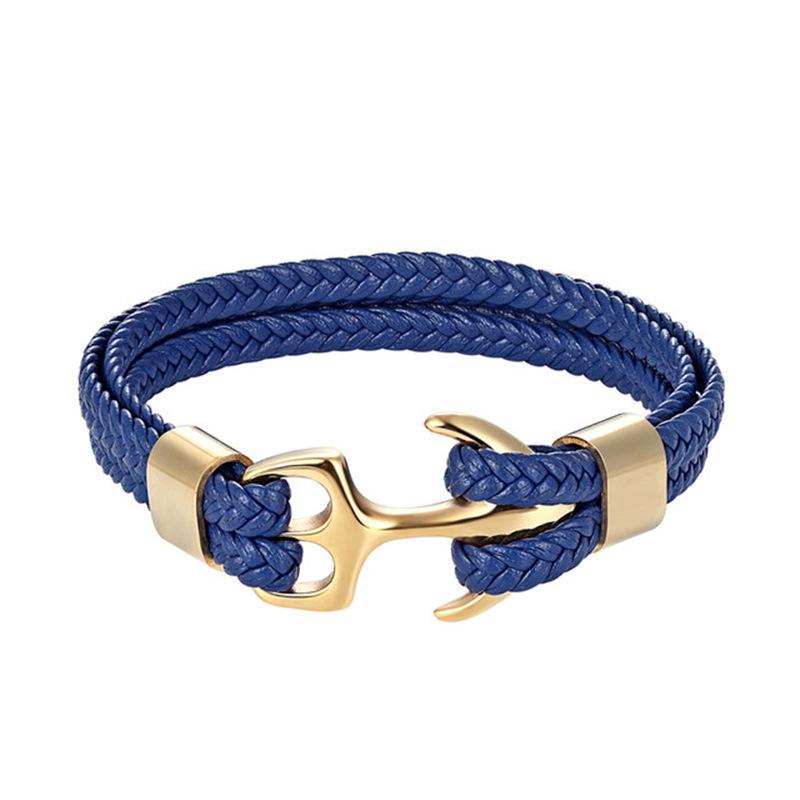 2026 Men's Anchor Bracelet Vintage Woven Leather Rope Multilayer Leather Bracelet
