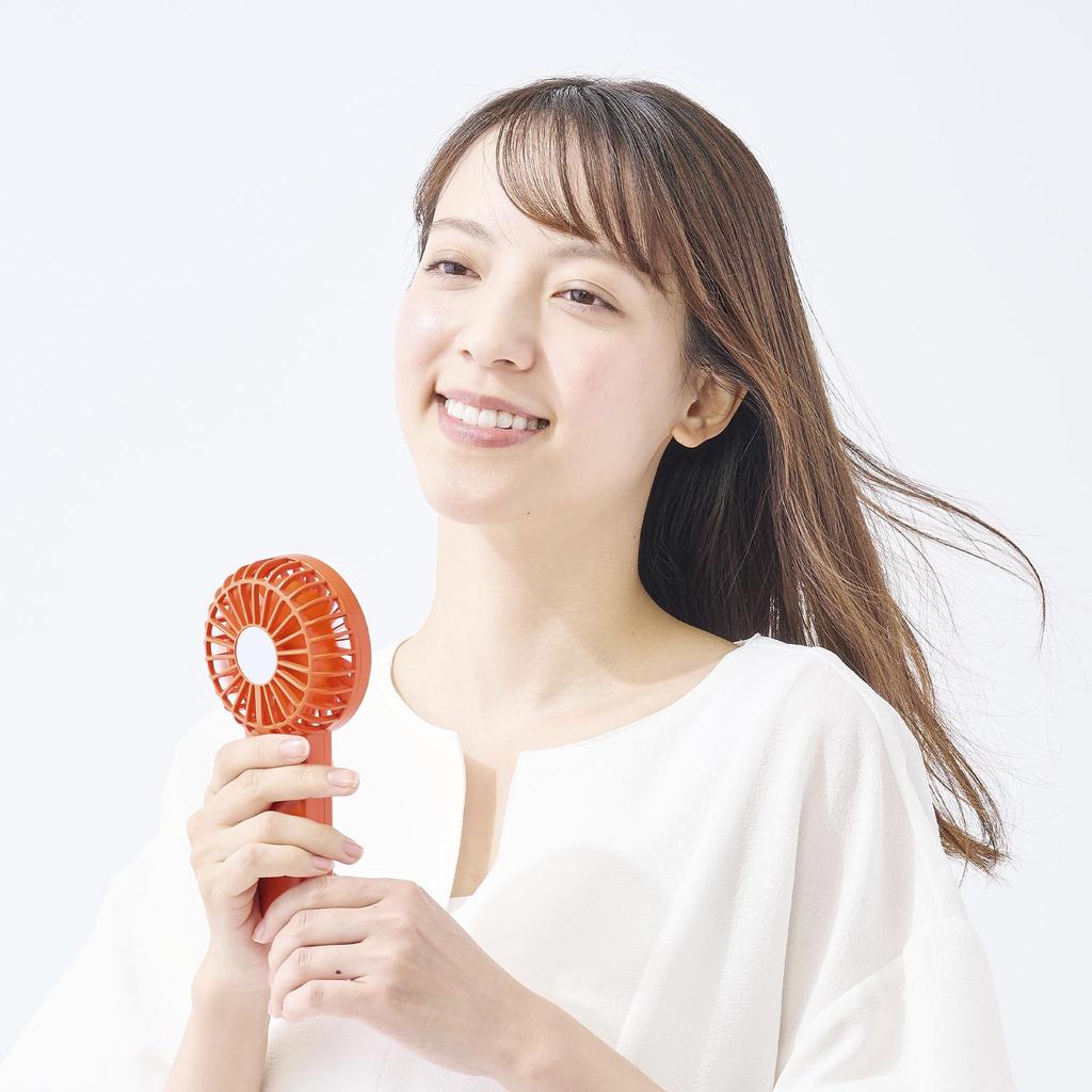 Toffy HFN4 Double-Blade Fan, High Airflow, Handheld Fan with Adjustable Angle Stand, Desktop Fan, Available in a Wide Range of Colors (Vibrant Orange)