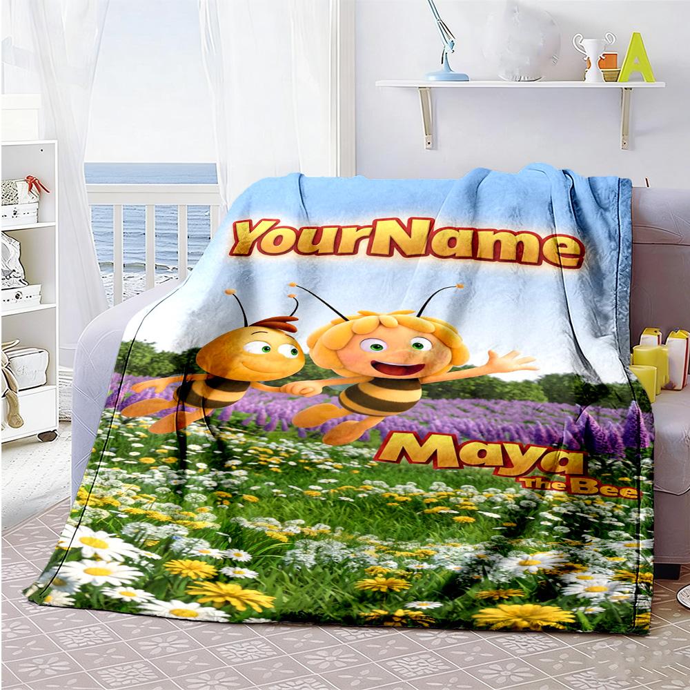 Biene Maja Customize Your Name Blanket Cozy Customizable Blanket Warmthful Decor Perfect for Office Office Chair Living Room Home Decor