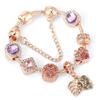 Pan's Rose Gold European Style Princess Crown Heart Pendant Bracelet for Women - DIY Customizable Series.