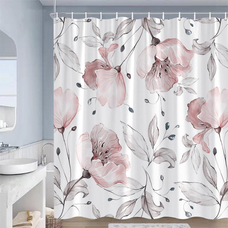 Floral Shower Curtains Butterfly Hummingbird White Daisy Dandelion Rose Flowers Plants Polyester Fabric Bathroom Curtain Decor