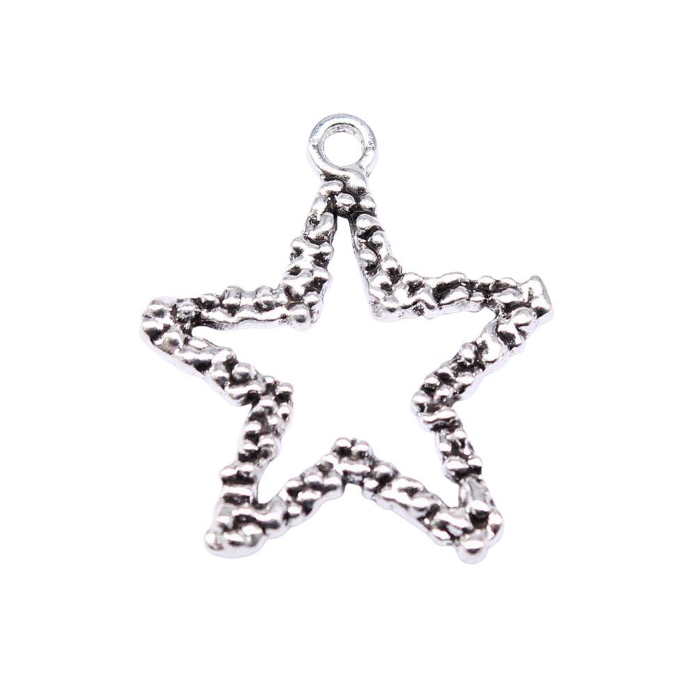 Nested Star Charms Multi Color Alloy Pendants For Double Star Themed Jewelry