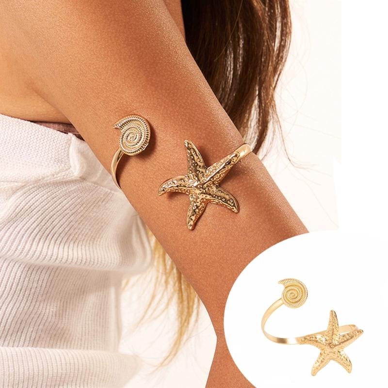 Punk Stil Geometrischer Seestern Verstellbare Öffnung Armreif Für Frauen Mode Metall Armschmuck