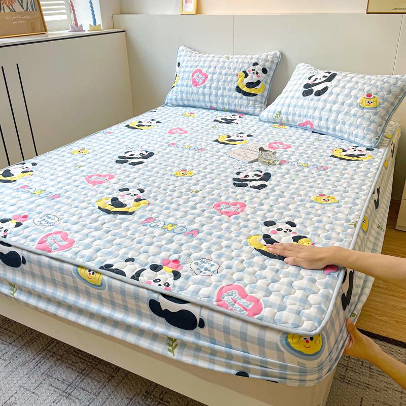 Quilted Mattress Cover Simple Print Bed Cover Thickened Fitted Sheet Home Elastic Bed Linen fundas de colchón (No Pillowcase)