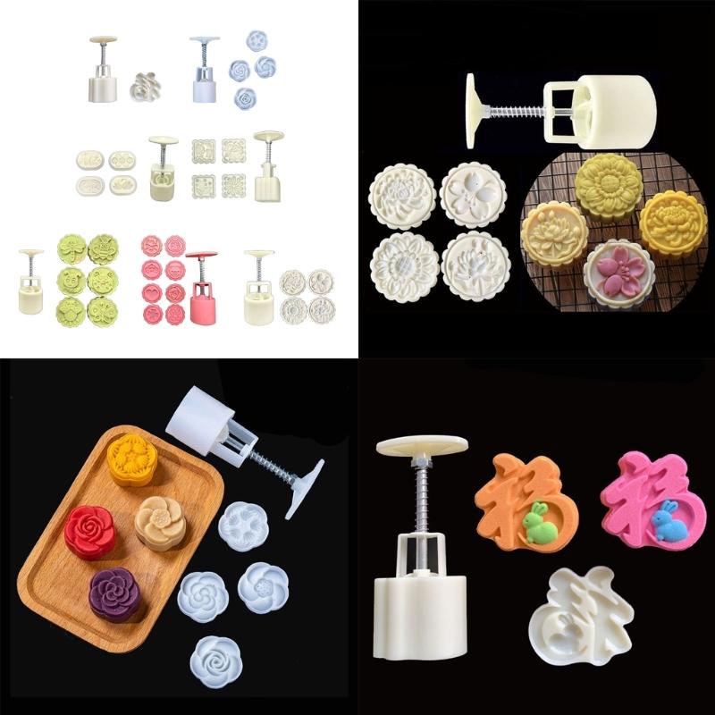 Plastic Mooncake Moulds 3D Mung Bean Cake Molds DIY Mooncake Tools Plastic Material for Moon Festival DIY Mooncake