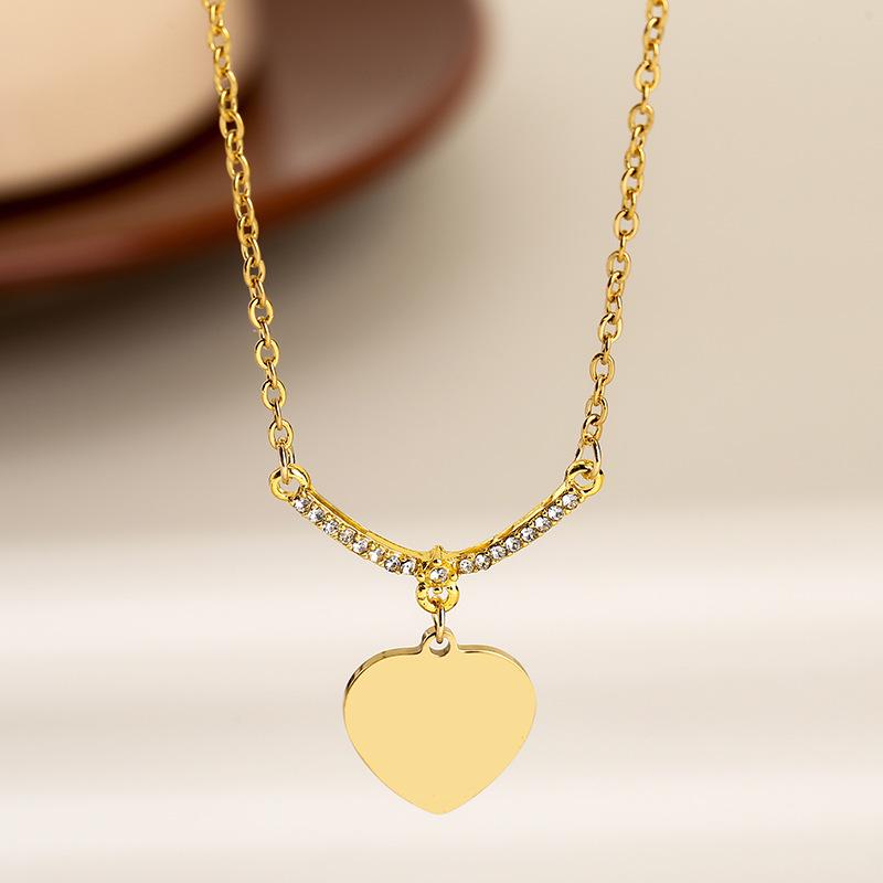 Stainless Steel V-Shape Necklace with Multiple Accessories and UV Color Printed Cross Chain