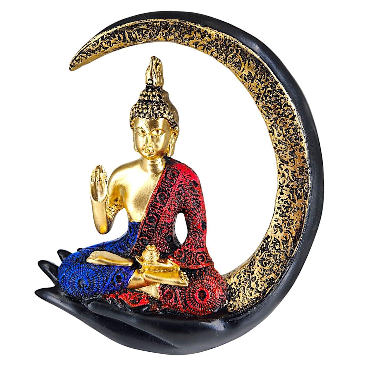 

Декоративная статуэтка Будды для дома | Полимерная статуя Будды в медитации в лунной раме | Духовный экспонат