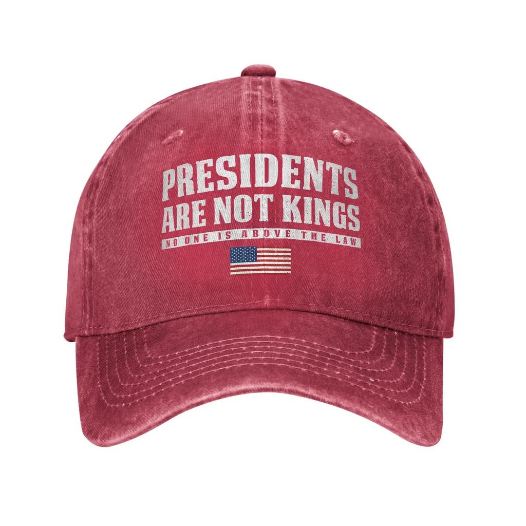 Presidents Are Not Kings USA Flag Unisex Baseball Cap No Kings In America Distressed Denim Washed Hats Cap Outdoor Soft Headwear