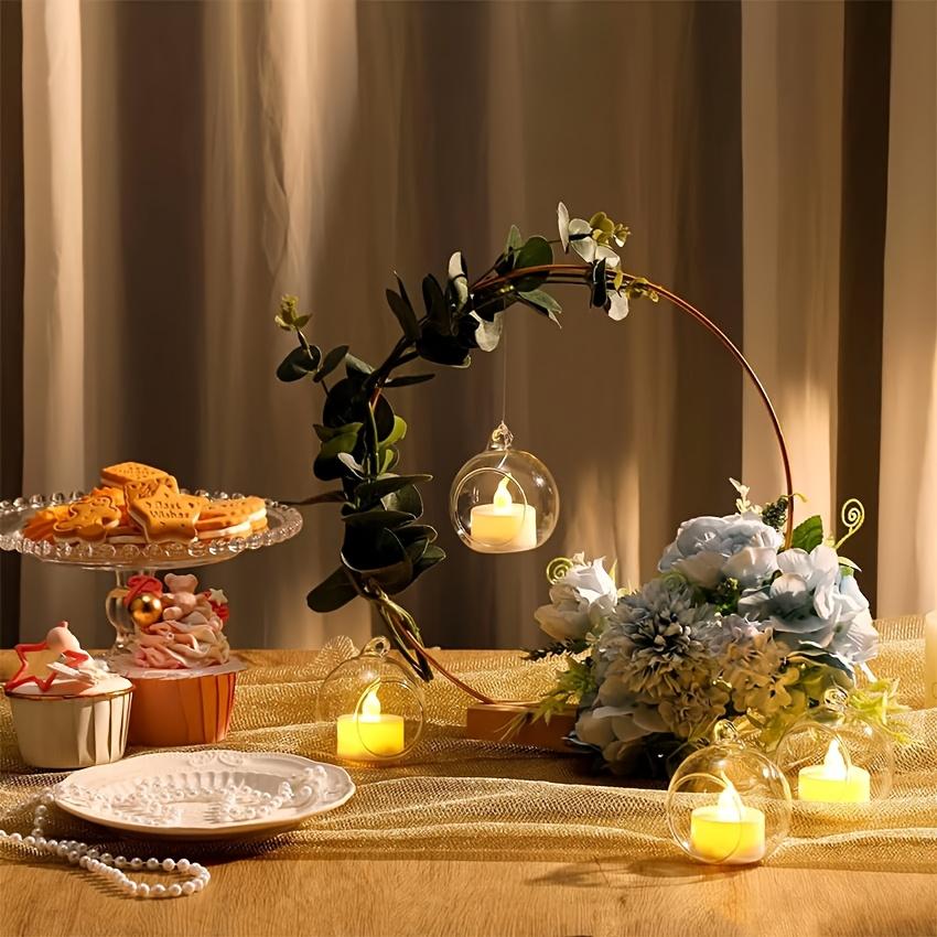 10/20pcs 30.48 Cm Metal Floral Hoop Centerpiece with Wooden Stand for Table Metal Garlands Ring Stand for Centerpiece Table Decorations Wedding Decor