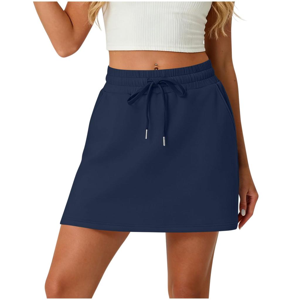 Women’s High Waist Athletic Skort with Side Pockets Drawstring Waistband Casual Sports Skirt Shorts for Running Yoga Tennis