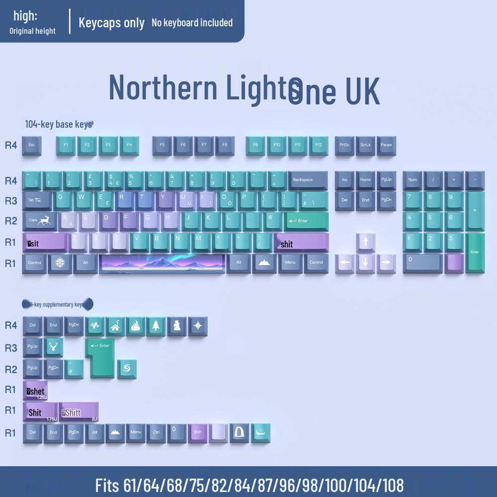 74-Key PBT Dye-Sublimated Keycaps, Original Height, Compatible with 60/61/68-Layout Mechanical Keyboards