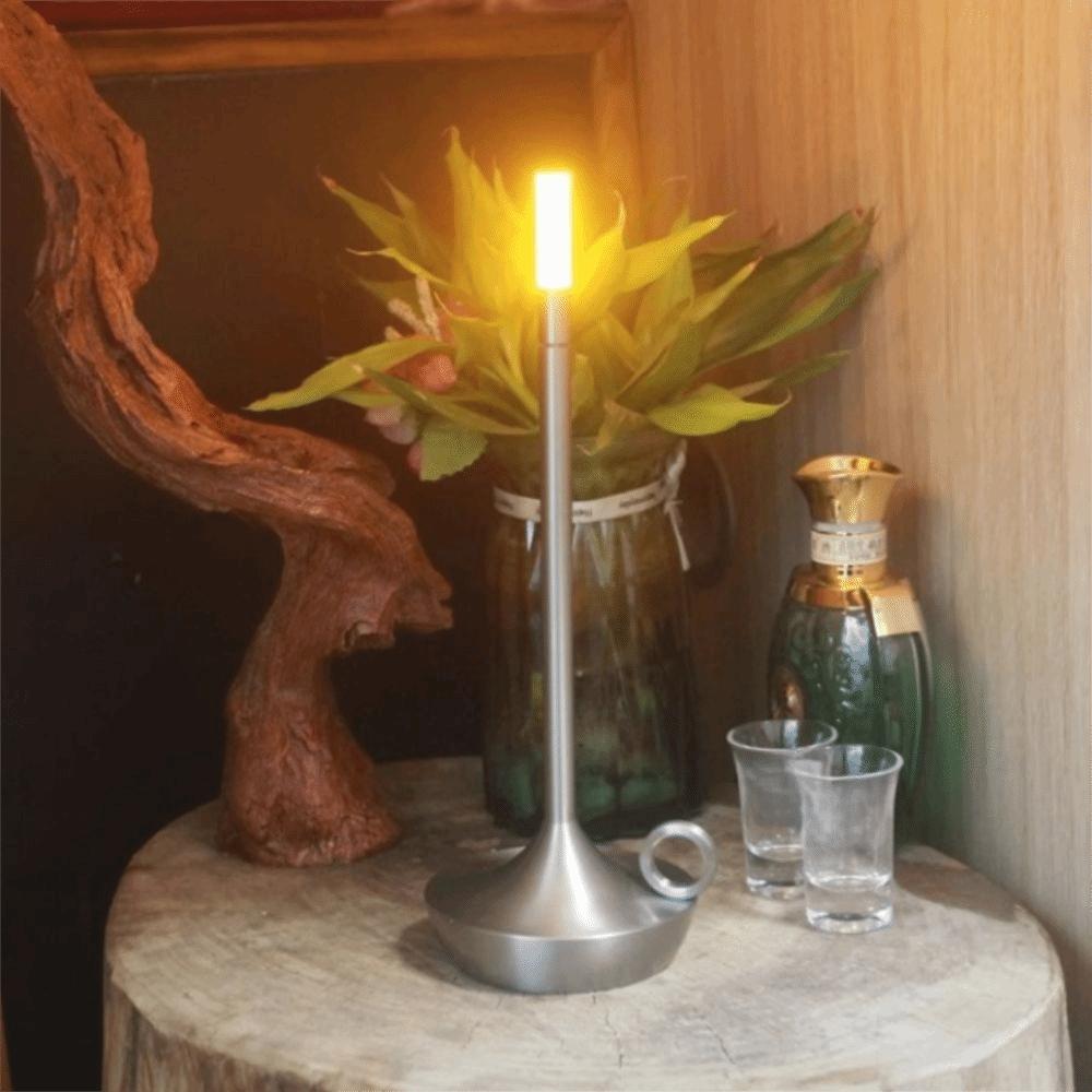 USB Charging Candlelight Table Lamp Touch Control LED Light Source LED Candle Lamp Metal Construction Simple Design