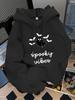 Unisex Fall Autumn Halloween Bat Spooky Vibes Letter Print Kangaroo Pocket Graphic Hoodie Hooded Sweatshirt Print Casual Top for