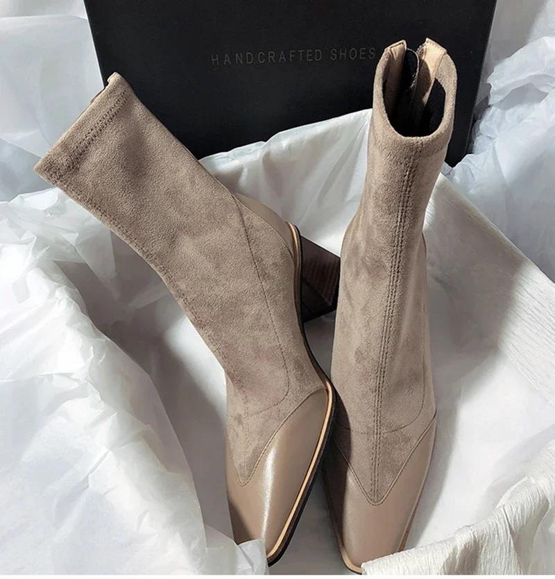 2024 New Winter Women's Ankle Boots Fashion Pointed Toe High Heel Short Boats Ladies Elegant Morder Bootties Boots Women